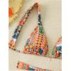 imageMakeMeChic Womens Floral Print 2 Piece Bikini Sets Tie Back Triangle Thong Bathing Suit SwimsuitOrange and Blue
