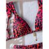 imageMakeMeChic Womens Floral Print 2 Piece Bikini Sets Tie Back Triangle Thong Bathing Suit SwimsuitRed Leopard