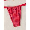 imageMakeMeChic Womens Floral Print 2 Piece Bikini Sets Tie Back Triangle Thong Bathing Suit SwimsuitRed Multi