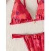 imageMakeMeChic Womens Floral Print 2 Piece Bikini Sets Tie Back Triangle Thong Bathing Suit SwimsuitRed Multi