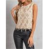 imageMakeMeChic Womens Glitter Sequin Fringe Tank Top Crew Neck Sleeveless ShirtChampagne