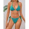imageMakeMeChic Womens Halter Bikini Sets 2 Piece Striped High Waist Knot Side String Bathing Suit SwimsuitsGreen