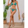 imageMakeMeChic Womens Halter Bikini Sets 2 Piece Striped High Waist Knot Side String Bathing Suit SwimsuitsGreen