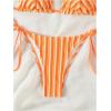 imageMakeMeChic Womens Halter Bikini Sets 2 Piece Striped High Waist Knot Side String Bathing Suit SwimsuitsOrange
