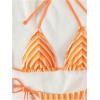 imageMakeMeChic Womens Halter Bikini Sets 2 Piece Striped High Waist Knot Side String Bathing Suit SwimsuitsOrange