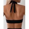 imageMakeMeChic Womens Halter Bikini Tops Criss Cross Cut Out Tie Backless Summer Swim TopBlack