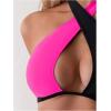 imageMakeMeChic Womens Halter Bikini Tops Criss Cross Cut Out Tie Backless Summer Swim TopPink and Black
