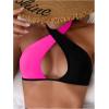 imageMakeMeChic Womens Halter Bikini Tops Criss Cross Cut Out Tie Backless Summer Swim TopPink and Black