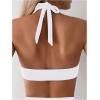 imageMakeMeChic Womens Halter Bikini Tops Criss Cross Cut Out Tie Backless Summer Swim TopWhite