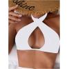 imageMakeMeChic Womens Halter Bikini Tops Criss Cross Cut Out Tie Backless Summer Swim TopWhite