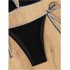 imageMakeMeChic Womens Halter Tie Side Triangle High Cut Bikini Set Bathing Suit SwimsuitBlack Solid