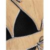 imageMakeMeChic Womens Halter Tie Side Triangle High Cut Bikini Set Bathing Suit SwimsuitBlack Solid