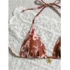 imageMakeMeChic Womens Halter Tie Side Triangle High Cut Bikini Set Bathing Suit SwimsuitBrown Floral