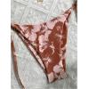 imageMakeMeChic Womens Halter Tie Side Triangle High Cut Bikini Set Bathing Suit SwimsuitBrown Floral