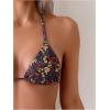 imageMakeMeChic Womens Halter Tie Side Triangle High Cut Bikini Set Bathing Suit SwimsuitDitsy Floral Black