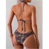imageMakeMeChic Womens Halter Tie Side Triangle High Cut Bikini Set Bathing Suit SwimsuitDitsy Floral Black