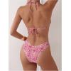 imageMakeMeChic Womens Halter Tie Side Triangle High Cut Bikini Set Bathing Suit SwimsuitDitsy Floral Multicolor