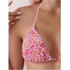 imageMakeMeChic Womens Halter Tie Side Triangle High Cut Bikini Set Bathing Suit SwimsuitDitsy Floral Multicolor