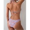 imageMakeMeChic Womens Halter Tie Side Triangle High Cut Bikini Set Bathing Suit SwimsuitDitsy Printed Floral