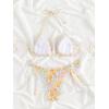 imageMakeMeChic Womens Halter Tie Side Triangle High Cut Bikini Set Bathing Suit SwimsuitFloral Multicolored