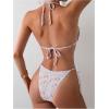 imageMakeMeChic Womens Halter Tie Side Triangle High Cut Bikini Set Bathing Suit SwimsuitFlower Multi