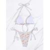 imageMakeMeChic Womens Halter Tie Side Triangle High Cut Bikini Set Bathing Suit SwimsuitFlower Multi