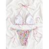 imageMakeMeChic Womens Halter Tie Side Triangle High Cut Bikini Set Bathing Suit SwimsuitMulti Floral