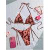 imageMakeMeChic Womens Halter Tie Side Triangle High Cut Bikini Set Bathing Suit SwimsuitMulticolored Floral