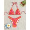 imageMakeMeChic Womens Halter Tie Side Triangle High Cut Bikini Set Bathing Suit SwimsuitOrange