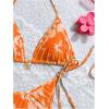 imageMakeMeChic Womens Halter Tie Side Triangle High Cut Bikini Set Bathing Suit SwimsuitOrange Floral