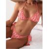 imageMakeMeChic Womens Halter Tie Side Triangle High Cut Bikini Set Bathing Suit SwimsuitPink