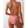 imageMakeMeChic Womens Halter Tie Side Triangle High Cut Bikini Set Bathing Suit SwimsuitPink