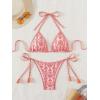 imageMakeMeChic Womens Halter Tie Side Triangle High Cut Bikini Set Bathing Suit SwimsuitPink