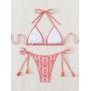 imageMakeMeChic Womens Halter Tie Side Triangle High Cut Bikini Set Bathing Suit SwimsuitPink