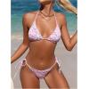 imageMakeMeChic Womens Halter Tie Side Triangle High Cut Bikini Set Bathing Suit SwimsuitPink Floral