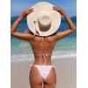 imageMakeMeChic Womens Halter Tie Side Triangle High Cut Bikini Set Bathing Suit SwimsuitPink Floral