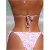 imageMakeMeChic Womens Halter Tie Side Triangle High Cut Bikini Set Bathing Suit SwimsuitPink Floral