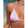 imageMakeMeChic Womens Halter Tie Side Triangle High Cut Bikini Set Bathing Suit SwimsuitPink Floral