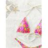 imageMakeMeChic Womens Halter Tie Side Triangle High Cut Bikini Set Bathing Suit SwimsuitPink Multi