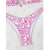 imageMakeMeChic Womens Halter Tie Side Triangle High Cut Bikini Set Bathing Suit SwimsuitPink White