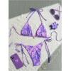 imageMakeMeChic Womens Halter Tie Side Triangle High Cut Bikini Set Bathing Suit SwimsuitPurple Floral