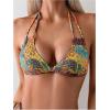 imageMakeMeChic Womens Halter Tie Side Triangle High Cut Bikini Set Bathing Suit SwimsuitRandom Print