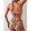 imageMakeMeChic Womens Halter Tie Side Triangle High Cut Bikini Set Bathing Suit SwimsuitRandom Print