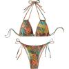 imageMakeMeChic Womens Halter Tie Side Triangle High Cut Bikini Set Bathing Suit SwimsuitRandom Print