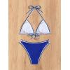 imageMakeMeChic Womens Halter Tie Side Triangle High Cut Bikini Set Bathing Suit SwimsuitRoyal Blue