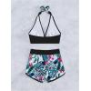 imageMakeMeChic Womens Halter Top Floral Swim Shorts Bikini Set 2 Piece Swimsuit Bathing SuitBlack Multi