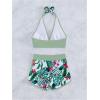 imageMakeMeChic Womens Halter Top Floral Swim Shorts Bikini Set 2 Piece Swimsuit Bathing SuitGreen Multicolor