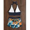 imageMakeMeChic Womens Halter Top Floral Swim Shorts Bikini Set 2 Piece Swimsuit Bathing SuitMulti Black