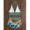 imageMakeMeChic Womens Halter Top Floral Swim Shorts Bikini Set 2 Piece Swimsuit Bathing SuitMulti Green