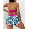 imageMakeMeChic Womens Halter Top Floral Swim Shorts Bikini Set 2 Piece Swimsuit Bathing SuitMulticolored a